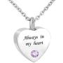 Casa De Novia Heart Cremation Urn Necklace for Ashes 12 Color Birthstone Memorial Keepsake Jewelry Engraved Always in my heart