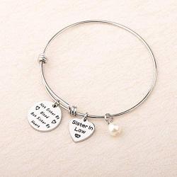 Gzrlyf Sister in Law Bracelet Not Sister by Blood But Sister by Heart Charm Bangle Bracelet Sister Friend Gift