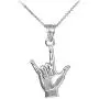 925 Sterling Silver I Love You Hand Sign Language Charm Pendant Necklace 925 Sterling Silver I Love You Hand Sign Language Charm Pendant Necklace