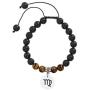 Meibai Handmade 8mm Lava Rock Tiger Eye Natural Stone Beads Bracelet with Constellation Zodiac Sign Charm Adjustable Size