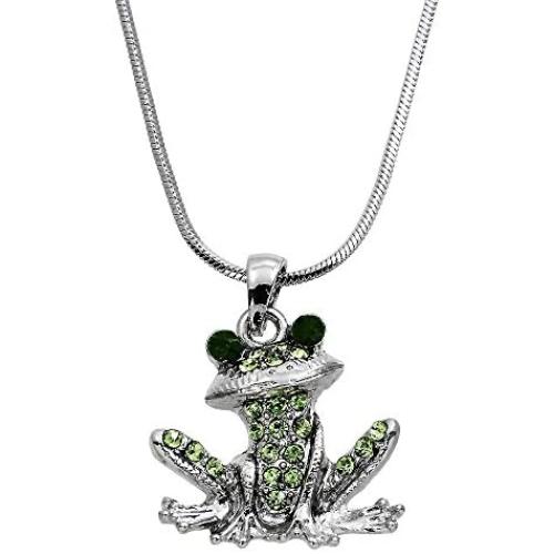 DianaL Boutique Frog Pendant Necklace with 18'' Chain Enameled Gift Boxed Fashion Jewelry