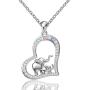 FREECO S925 Sterling Silver Lucky Elephant Love Heart Mother and Daughter Necklace for Women Girls