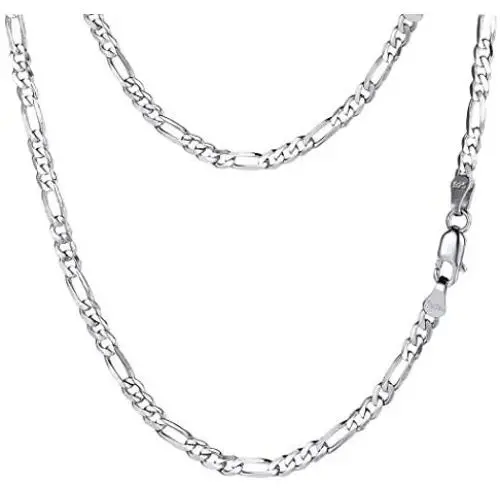 PROSTEEL 925 Sterling Silver Cuban Link Chain/Figaro Chain/Rope Chain, Solid Silver Necklace for Women Men, 14''/18''/20''/22''/24''/26''/28'', Come Gift Box