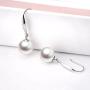 18K White Gold Pearl Dangle Earrings for Women, Fine Jewelry Gifts for Her (9mm Cultured Freshwater Pearl)