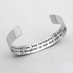 Daughter-In-Law Gifts, That You Are My Daughter-In-Law And Also My Friend Bracelet Message Cuff.