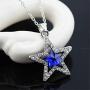 AILUOR Five-Pointed Star Sapphire Crystal Pendant Necklace, Fashion Silver Crystal Hollow Star Jewelry for Women Girl