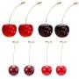 4 Pairs 3D Lifelike Red Cherry Dangle Drop Earrings Creative Assorted Cute Fruits Earring Charm Sweet Jewelry Set for Women Girls Kids