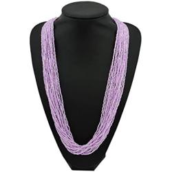 Bocar Long Multiple Row Handmade Beaded Statement 33'' Necklace for Women with Gift Box