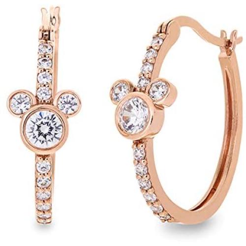 Disney Jewelry for Women Mickey or Minnie Mouse Sterling Silver Cubic Zirconia Hoop Earrings