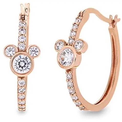 Disney Jewelry for Women Mickey or Minnie Mouse Sterling Silver Cubic Zirconia Hoop Earrings Disney Jewelry for Women Mickey or Minnie Mouse Sterling Silver Cubic Zirconia Hoop Earrings