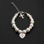 AKTAP Christening Gifts First Communion Bracelet Goddaughter Pearl Bracelet with Cross Charm