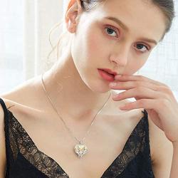 CDE Necklace for Women Girls Angel Wing White Gold Plated Pendant Heart of Ocean Heart-Shape Jewelry Embellished with Crystals from Swarovski Necklaces for Mom Gift for Mothers Day