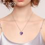 T400 Fashion Crystal Heart Pedant Necklaces Purple/Blue Crystal Pendant Jewelry for Women Birthday Gift