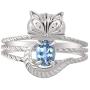 RYLOS Rings for Women Sterling Silver CAT Ring 7X5MM Oval Gemstone & Diamonds Birthstone Jewelry for Women Sterling Silver Rings for Women Diamond Rings for Women Size 5,6,7,8,9,10,11,12,13