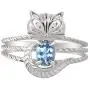 RYLOS Rings for Women Sterling Silver CAT Ring 7X5MM Oval Gemstone & Diamonds Birthstone Jewelry for Women Sterling Silver Rings for Women Diamond Rings for Women Size 5,6,7,8,9,10,11,12,13