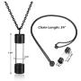 Zysta Engraving Acrylic Clear Tube Cremation Necklace Personalized Ash Urn Cylinder Container Vial Bottle Pendant Necklaces Customized Memorial Keepsake Vial Locket Stainless Steel 24 inches Chain