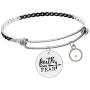 Charms Faith Over Fear Cross Bangles Mustard Seed Pendant Inspirational Stainless Expandable Wire Bracelets ZY023