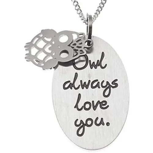 Joyful Sentiments Love Jewelry Stainless Steel Owl Always Love You Pendant with 18'' Necklace and 3'' Extender Joyful Sentiments Love Jewelry Stainless Steel Owl Always Love You Pendant with 18'' Necklace and 3'' Extender