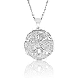 Honolulu Jewelry Company Sterling Silver Sand Dollar Necklace Pendant with 18'' Box Chain