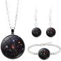 Long tiantian 4Pcs Solar System Necklace Bracelet Earrings for Women Galaxy Earrings Planet Jewellery Chakra Bracelet Planet Jewelry