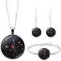 Long tiantian 4Pcs Solar System Necklace Bracelet Earrings for Women Galaxy Earrings Planet Jewellery Chakra Bracelet Planet Jewelry