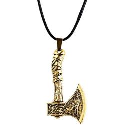 Axe Necklace for Men, Norse Viking Wolf Raven Pendant Necklace with 19.7” Chain, Retro Wolf Totem Necklace, Viking Runes Amulet Necklace, Punk Animal Wolf Jewelry Gift for Men Boys