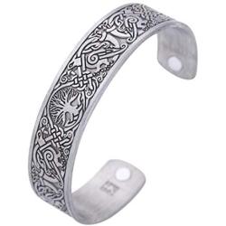 HAQUIL Viking Jewelry Metal Alloy Viking Magnetic Cuff Bracelet for Men and Women