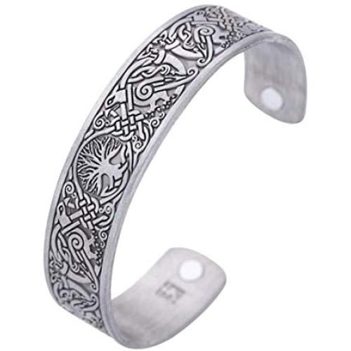HAQUIL Viking Jewelry Metal Alloy Viking Magnetic Cuff Bracelet for Men and Women