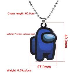 COMTRUDE Among Us Color Necklace, Premium Stainless Steel Amongus Game Pendant Chain for Strategy Casual Game Lovers (Bead Chain)