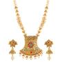 Efulgenz Indian Bollywood Traditional 14 K Gold Plated Crystal Kundan Pearl Beaded Wedding Temple Choker Necklace Earrings Jewelry Set