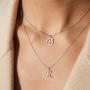 FANCIME Sterling Silver Initial Necklace High Polish Customize Monogram Letter Pendant Necklace Personalize Name Neckalce for Girls Fine Jewelry for Women Girls 16” + 2” Extender