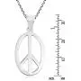 AeraVida Modern Oval Peace Sign Love not War .925 Sterling Silver Pendant Necklace