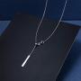 S925 Sterling Silver Dangle Tassel Jewelry Adjustable Long Chain Sweater Necklace for Women Girls