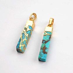 ZENGORI 1 Pcs Gold Plated Copper Natural Turquoise Multi-Kind Shape Pendant for Unisex