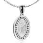 Heavstjer Fashion Stainless Steel Santa Maria Guadalupe Pendant Crystal Necklace,22inches Link Chain