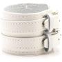 Fusamk Punk Rock Alloy Double Row Leather Belt Wristband Bracelet Bangle,7.0-8.0inches