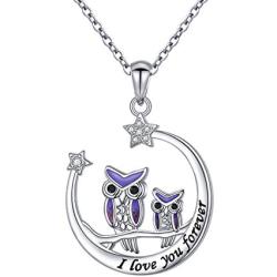 YinShan Sterling Silver Owl Tree of Life/Owl Moon Pendant Necklace for Women Teen Girls Owl Gifts for Owl Lover Jewelry