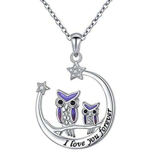 YinShan Sterling Silver Owl Tree of Life/Owl Moon Pendant Necklace for Women Teen Girls Owl Gifts for Owl Lover Jewelry