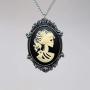 Gothic Lolita Skull Cameo in Pewter Frame Pendant Necklace