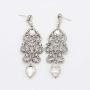Big Vintage Diamond Mounted Silver Flower Teardrop Stunning Dangle Drop Chandelier Earrings for Women Girls