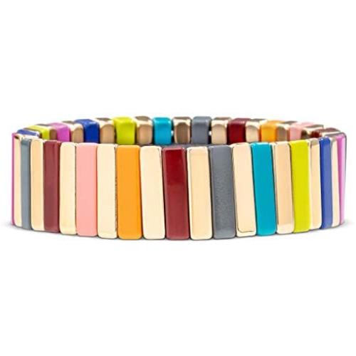 Benevolence LA Tile Bracelets for Women | Enamel Bracelets for Women | Stackable Bracelet for Women | Fashion Bracelets for Women with Stretchy Elastic Interior