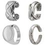 FUTIMELY 4PCS Thick Chunky Dome Rings Set for Women Girls 14k Gold Silver Plated Minimalist Twisted Signet Polished Round Stacking Rings
