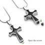 Cremation Jewelry Black Cross Urn Pendant Keepsake Memorial Necklace