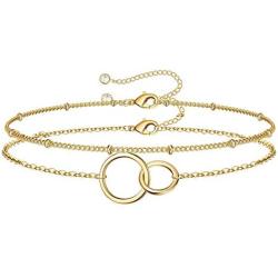 YBMYCM 14K Gold Plated Paperclip Dainty Simple Lightweight Chain Link Necklace Bracelet for Women Girls
