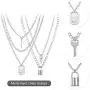 BVROSKI Chains Necklace for Eboy Egirl Men Male Emo Goth Women Teen Girls Boys,2 Layered Lock Key Pendants Necklaces Set,Stainless Steel Jewelry Pack for Pants Punk Play BVROSKI Chains Necklace for Eboy Egirl Men Male Emo Goth Women Teen Girls Boys,2 Layered Lock Key Pendants Necklaces Set,Stainless Steel Jewelry Pack for Pants Punk Play