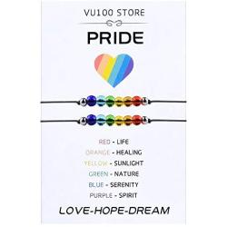 VU100 Gay Pride LGBT Rainbow Bracelets, Love is Love Braided String Relationship Bracelets for Women Girl Couple Lesbian Friends Daughter Jewelry Gifts