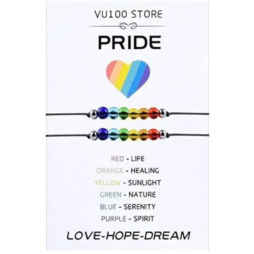 VU100 Gay Pride LGBT Rainbow Bracelets, Love is Love Braided String Relationship Bracelets for Women Girl Couple Lesbian Friends Daughter Jewelry Gifts VU100 Gay Pride LGBT Rainbow Bracelets, Love is Love Braided String Relationship Bracelets for Women Girl Couple Lesbian Friends Daughter Jewelry Gifts