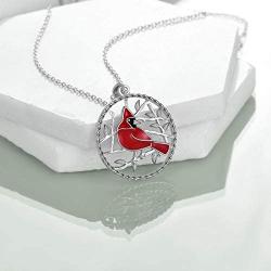 Cardinal Necklace Sterling Silver Red Bird Memorial Gift for Women Cardinal Jewelry for Girls Loved Ones