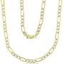 14k Two Tone Gold Hollow 2mm-10mm White Pave Figaro Chain with Lobster Claw Clasp | Italian Gold Necklaces | Gold Figaro Necklaces for Men and Women