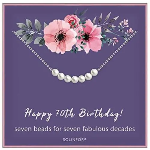 SOLINFOR 70th Birthday Gifts for Women - Sterling Silver Necklace Seven Pearls for Her 7 Decades - 70 Years Old Jewelry Gift Idea SOLINFOR 70th Birthday Gifts for Women - Sterling Silver Necklace Seven Pearls for Her 7 Decades - 70 Years Old Jewelry Gift Idea